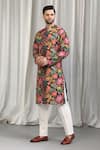 Aham-Vayam_Multi Color Cotton Satin, Cotton, Silk Embroidery, Sequins Floral Kurta Set _at_Aza_Fashions