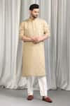 Buy_Aham-Vayam_Beige Cotton, Silk Embroidery, Sequins Kurta And Pant Set _at_Aza_Fashions