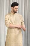 Shop_Aham-Vayam_Beige Cotton, Silk Embroidery, Sequins Kurta And Pant Set 