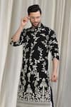 Shop_Aham-Vayam_Black Cotton Embroidery, Zari Phool Patti Kurta Set _Online