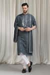 Buy Aham-Vayam Grey Cotton, Silk Mirrors, Embroidery Tyohaar Kurta Set at Aza Fashions Buy_Aham-Vayam_Grey Cotton, Silk Mirrors, Embroidery Tyohaar Kurta Set _at_Aza_Fashions