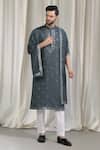Buy Aham-Vayam Grey Cotton, Silk Mirrors, Embroidery Tyohaar Kurta Set Buy_Aham-Vayam_Grey Cotton, Silk Mirrors, Embroidery Tyohaar Kurta Set