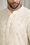 Shop_Aham-Vayam_Ivory Cotton Embroidery Jashne Khaas Kurta Set 