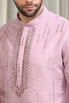 Buy_Aham-Vayam_Pink Cotton, Silk Mirrors, Embroidery Tyohaar Mirrorwork Kurta Set _Online_at_Aza_Fashions