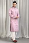 Shop_Aham-Vayam_Pink Cotton, Silk Mirrors, Embroidery Tyohaar Mirrorwork Kurta Set 