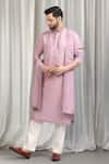 Shop_Aham-Vayam_Pink Cotton, Silk Mirrors, Embroidery Tyohaar Mirrorwork Kurta Set _Online