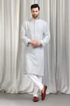 Aham-Vayam_Grey Cotton Sequins, Embroidery Jalsa Kurta And Pant Set _at_Aza_Fashions