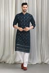 Buy_Aham-Vayam_Blue Cotton Embroidery, Sequins Pushpotsav Kurta And Pant Set _at_Aza_Fashions
