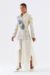 Jajaabor_Ivory Chanderi Silk Cut Work, Embroidery Cutwork Jacket With Draped Kurta _Online_at_Aza_Fashions