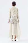 Shop_Jajaabor_Ivory Chanderi Silk Cut Work, Embroidery Cutwork Jacket With Draped Kurta _at_Aza_Fashions