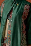 Jajaabor_Green Chanderi Silk, Denim Embroidery Collared Jacket Palazzo Set _at_Aza_Fashions