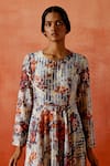 Jajaabor Multi Color Chanderi Silk Round Neck Printed Anarkali Online at Aza Fashions Jajaabor_Multi Color Chanderi Silk Round Neck Printed Anarkali _Online_at_Aza_Fashions