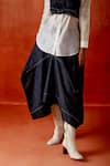 Buy Jajaabor Ivory Silk, Chanderi, Denim Collared Shirt And Barrel Skirt Set Online at Aza Fashions Buy_Jajaabor_Ivory Silk, Chanderi, Denim Collared Shirt And Barrel Skirt Set _Online_at_Aza_Fashions