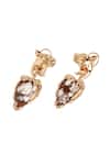 Shop_Outhouse_Rose Gold Crystals, Stones Temptress Leopard Earrings _at_Aza_Fashions