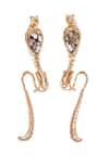 Shop Outhouse Rose Gold Crystals, Stones Temptress Leopard Statement Earrings at Aza Fashions Shop_Outhouse_Rose Gold Crystals, Stones Temptress Leopard Statement Earrings _at_Aza_Fashions