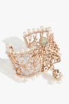 Outhouse_Rose Gold Pearls, Crystals, Gemstones La Leopard Cuff _Online_at_Aza_Fashions