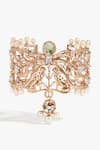 Buy_Outhouse_Rose Gold Pearls, Crystals, Gemstones La Leopard Cuff _Online_at_Aza_Fashions