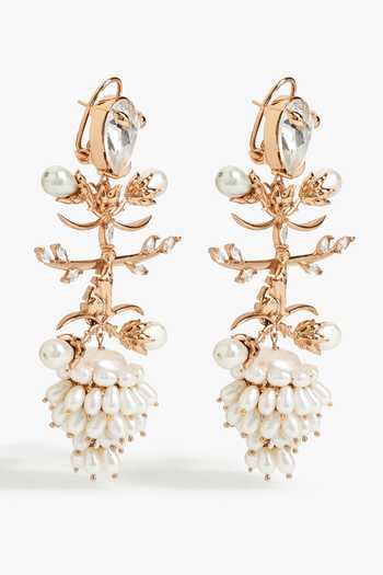 Outhouse_Gold Plated Crown Of Pearls Embellished Earrings _Online_at_Aza_Fashions