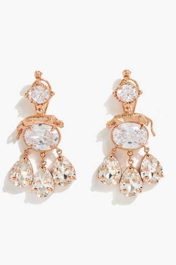Shop_Outhouse_Gold Plated Leapord Crystal Embellished Drop Earrings _at_Aza_Fashions