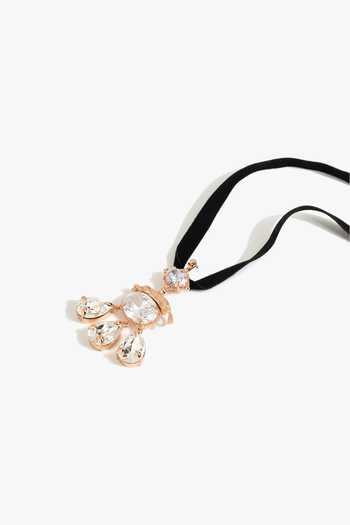 Outhouse_Rose Gold Velvet Lepeord Choker _Online_at_Aza_Fashions