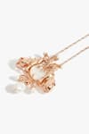 Shop_Outhouse_Rose Gold Wild Pearl Cascade Embellished Pendant Necklace _at_Aza_Fashions