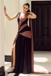 Buy_Supria Munjal_Black Crepe V-neck Knotted Draped Gown _at_Aza_Fashions