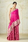 Buy_Gopi Vaid_Pink Georgette, Tussar Embroidery, Metallic Areesha Kurta And Sharara Set _at_Aza_Fashions