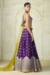 Gopi Vaid_Purple Tussar, Organza Embroidery, Zari, Tassels, Sehrish Floral Lehenga Set _Online_at_Aza_Fashions