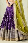 Shop_Gopi Vaid_Purple Tussar, Organza Embroidery, Zari, Tassels, Sehrish Floral Lehenga Set _Online_at_Aza_Fashions