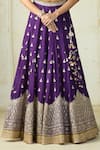 Buy_Gopi Vaid_Purple Tussar Metallic Thread, Sequins, Shabana Geometric Jacket Lehenga Set _Online_at_Aza_Fashions