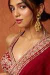 Buy Gopi Vaid Red Georgette, Tussar Embroidery, Zari Halter Neck, Florette Saree With Blouse Buy_Gopi Vaid_Red Georgette, Tussar Embroidery, Zari Halter Neck, Florette Saree With Blouse