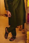 Gopi Vaid_Green Tussar Farid Plain Straight Kurta Set _Online_at_Aza_Fashions