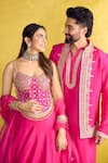 Buy_Gopi Vaid_Pink Tussar Embroidery, Metallic Thread Nasir Bundi And Kurta Set _Online_at_Aza_Fashions