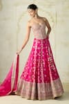 Buy_Gopi Vaid_Pink Tussar, Organza Embroidery, Zari, Tahira Embellished Blouse Lehenga Set _at_Aza_Fashions