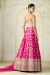 Shop_Gopi Vaid_Pink Tussar, Organza Embroidery, Zari, Tahira Embellished Blouse Lehenga Set _at_Aza_Fashions