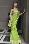 Buy Gopi Vaid Green Georgette, Tussar Embroidery, Zari Naaz Thread Border Saree With Blouse at Aza Fashions Buy_Gopi Vaid_Green Georgette, Tussar Embroidery, Zari Naaz Thread Border Saree With Blouse _at_Aza_Fashions