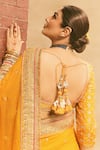 Shop_Gopi Vaid_Yellow Georgette, Tussar Embroidery, Zari Round Dilruba Dori Saree With Blouse _at_Aza_Fashions
