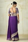 Gopi Vaid_Purple Chiffon, Tussar Embroidery, Hunr Thread Placement Saree With Blouse _Online_at_Aza_Fashions