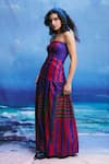 ZiP by Payal & Zinal_Multi Color Linen Bandeau Neck River Muse Striped Top And Skirt Co-ord Set _Online_at_Aza_Fashions