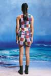 Shop_ZiP by Payal & Zinal_Multi Color Linen Round Neck Echo Checkered Top And Shorts Co-ord Set _at_Aza_Fashions