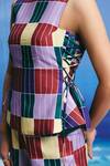 Buy_ZiP by Payal & Zinal_Multi Color Linen Round Neck Echo Checkered Peplum Top _Online_at_Aza_Fashions