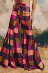 ZiP by Payal & Zinal_Multi Color Linen Patchwork Mosaic Wide Leg Pant _Online_at_Aza_Fashions
