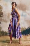 ZiP by Payal & Zinal_Purple Cotton One Shoulder Orchid Fade Striped Dress _Online_at_Aza_Fashions