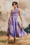Buy_ZiP by Payal & Zinal_Purple Cotton One Shoulder Orchid Fade Striped Dress _at_Aza_Fashions