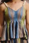 ZiP by Payal & Zinal_Multi Color Cotton Pearls V-neck Serene Striped Top And Tiered Skirt Co-ord Set _at_Aza_Fashions