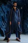 Buy_Jatin Malik_Blue Linen, Silk Charcoal Kurta Set _at_Aza_Fashions