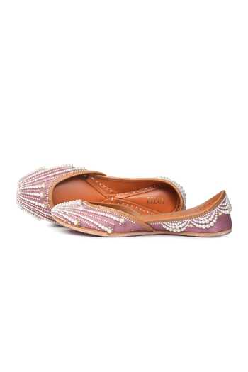 House Of Vitti India_Purple Pearl And Sequin Embellished Juttis _Online_at_Aza_Fashions