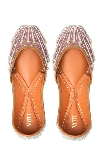 Buy_House Of Vitti India_Purple Pearl And Sequin Embellished Juttis _at_Aza_Fashions