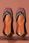 Shop_House Of Vitti India_Pink Palace Mirror Embellished Juttis _at_Aza_Fashions