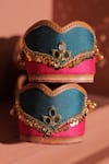 Shop_House Of Vitti India_Pink Palace Mirror Embellished Juttis _Online_at_Aza_Fashions